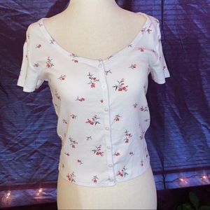 White/red floral top